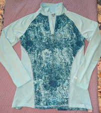 CHAMPION Duo-Dry Aqua Blue Long Sleeve 1/4 Zip Athletic Top Women  s MEDIUM