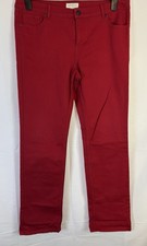 Monsoon Red Cotton Blend Straight Leg Jeans UK14 High Rise Denim Style Trousers