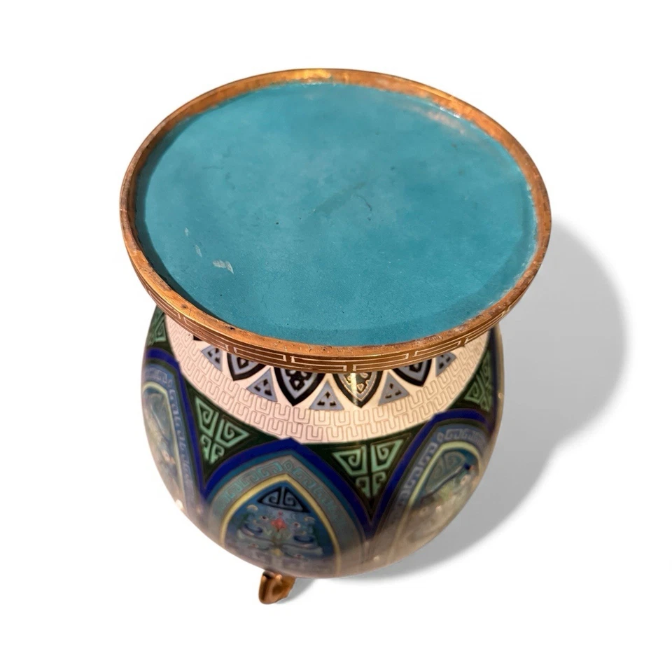 Large Antique Chinese Cloisonné Vase - Enamel Brass - Image 3 of 4