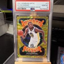 2021 Panini Optic Kevin Durant Winner Stays Gold Wave SSP Gold Wave PSA 10