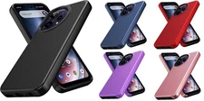 For AT&T Verge 2 SN333A Dotted Hybrid Case Phone Cover + Tempered Glass