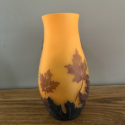 Galle Style Glass Cameo Design Vase Maple Leaves Teleflora - Picture 5 of 12