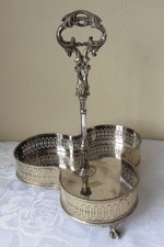 Antique Walker & Hall  Silver Plated Triple Wine Bottle / Decanter Holder Stand