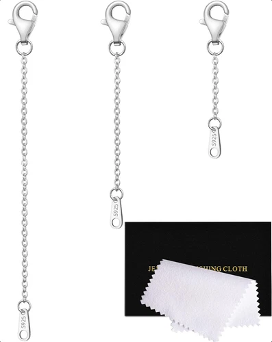 3 Pcs Sterling Silver Necklace Extenders Jewelry Extension Chain for Bracelet - Picture 1 of 9