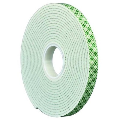 3M 4008 Double-Sided Foam Tape, 1 1/2 In W, 5 Yd L, 1/8 In, Polyurethane Foam,