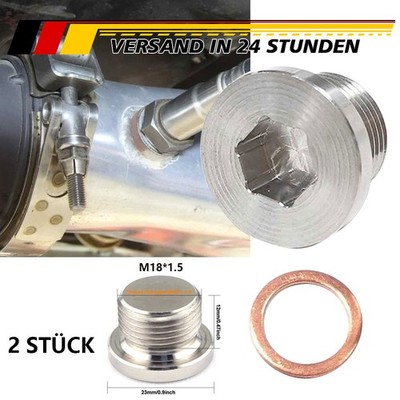 2 Stück Edelstahl O2 Sauerstoffsensor Stecker M18 x 1,5 Auto Modifikation