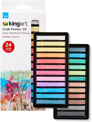 KINGART Pastels Studio Colored Square Chalk 24 Piece, (175-24)