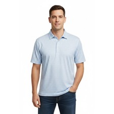 Collars Co Shirt Mens Small White Blue Polo Dress Collar Performance Golf Check