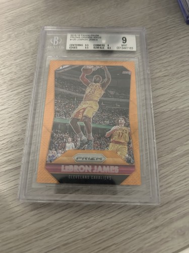 Panini 2015-16 Prizm LeBron James #125 Orange Wave Prizm BGS 9 Cavs