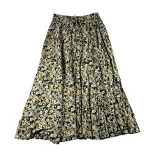 Vintage 90s Cottagecore Floral Button Front Midi Skirt Sag Harbor Yellow Granola