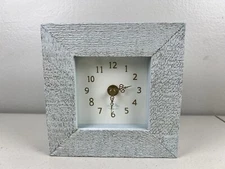 Simply Shabby Chic Desk Mantel Distressed Wood Clock Blue 6x6 HEAVY - WORKING!