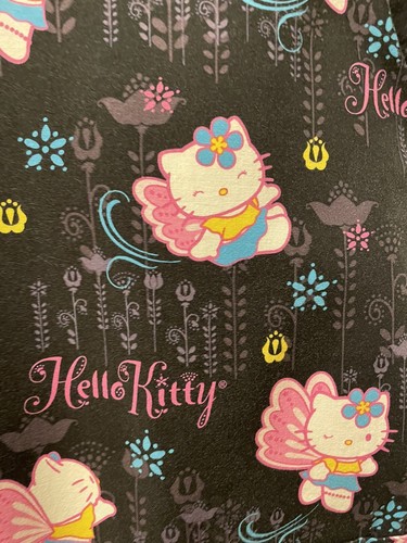 Vintage Sanrio Hello Kitty Butterfly Floral Black Pink Scrub Top Size XS Cotton - Picture 3 of 16