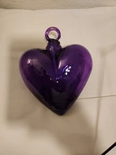 6" Mexican Purple hand made  Heart Ornament Sun Catcher