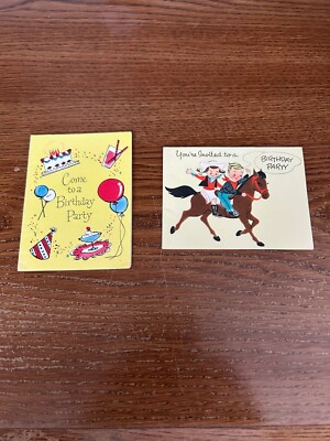 Unused Vintage Forget Me Not BIRTHDAY Party Invitation Cards Lot of 2