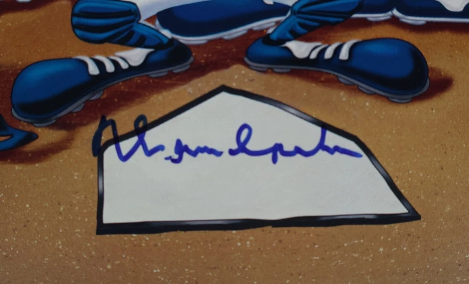 Warren Spahn Autographed Looney Tunes Atlanta Braves 12x17 Sericel Print JSA COA - Image 2 of 3