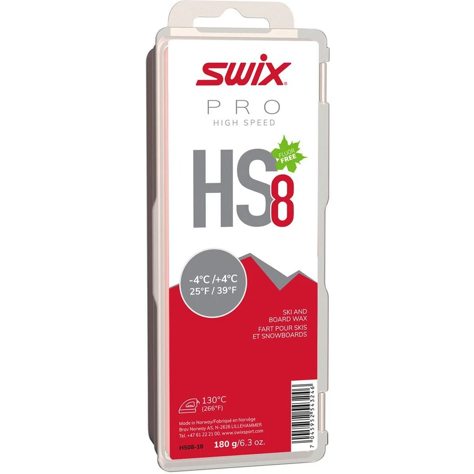 Swix HS8 Red -4°C/+4°C 180g Wax Wachs Heißwachs Bügelwachs