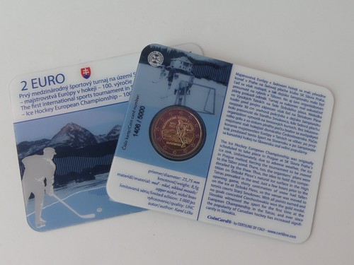 SLOWAKEI 2025 2 EURO MÜNZE COIN ST BU - 100 JAHRE EISHOCKEY EM - COINCARD - 第 1/4 張圖片