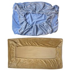 2 Diaper Changing Table Covers: 1 Blue/White Munchkin  1 Brown Velour Cover