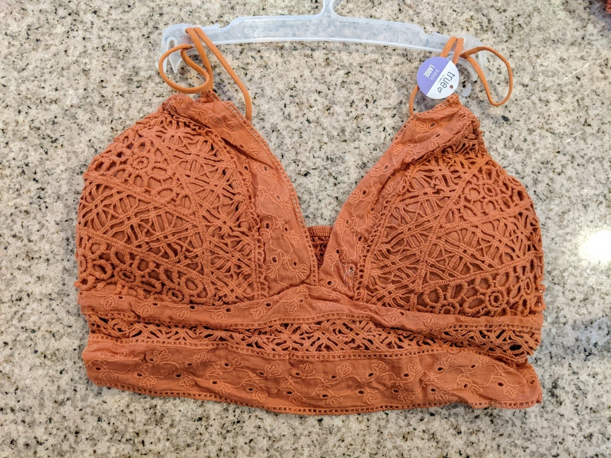 Rue21 Rusted Orange Crochet Eyelet Bralette | L (36B 36C)