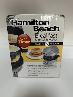 Hamilton Beach Quick and Easy Breakfast Sandwich Maker Silver Model 25475 