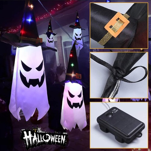 Halloween Decorations Outdoor,Hanging Ghosts Halloween Decor with String Lights - Picture 8 of 10