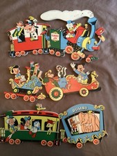 Vtg Walt Disney Casey Jr. Circus Train 1960's Cardboard Wall Plaques Set Of 3