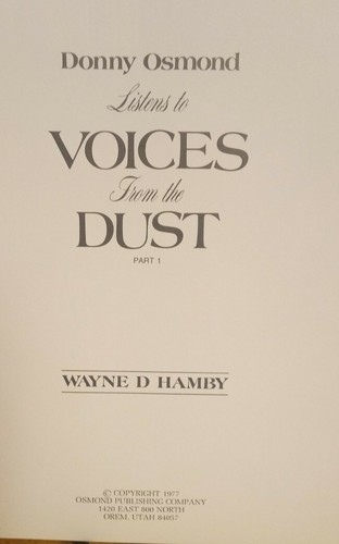 Vintage Donny Osmond Memorabilia Voce nella Polvere LDS Mormonismo Storia Firmato - Foto 4 di 12