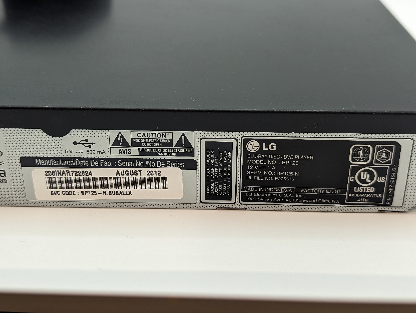 LG BP125 Bluray Disc DVD Player Slim DTS HD/Dolby FullHD 1080p Upscaling Black eBay