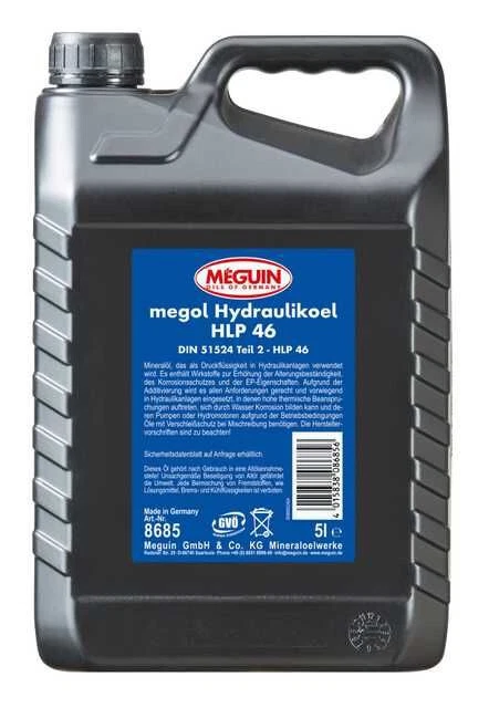 Hydrauliköl 5L, Meguin HLP 46, Made in Germany, 5 Liter.