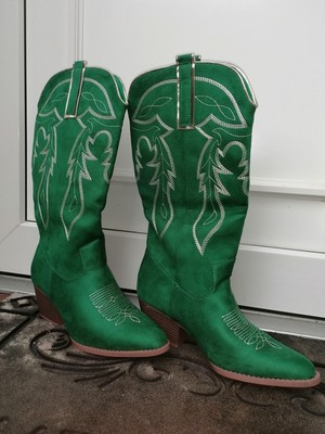 Cowboystiefel Gr. 37 Stiefeletten, Stiefel, Westernstiefel, GRÜN, NEU 