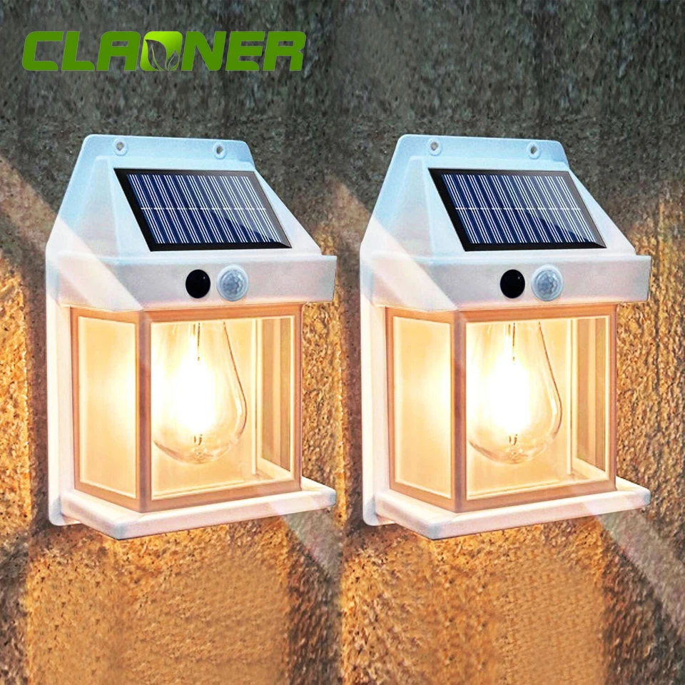 2x LED Solarleuchte für Außen Wandlampe mit Bewegungsmelder Gartenlampe Laternen - Bild 2 von 4