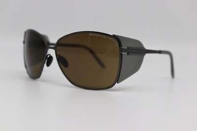 PORSCHE DESIGN P8599 A 63 mm Brown 89% CE3 Titanium Sunglasses Brand New $375