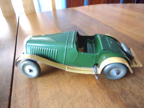 Green  2 Tones 1940's Mettoy Tin MG Cabriolet Roaster Wind Up Clockwork Car Rare - Photo 1 sur 8