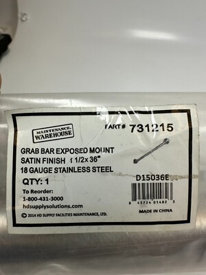Maintenance Warehouse Grab Bar Exposed Mount Satin Finish Stainless #731215