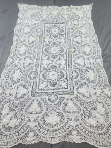 Vintage Point de Venise needle lace Banquet tablecloth 208x122cm - Picture 11 of 12