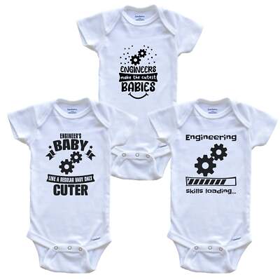 Engineering Engineer Funny Cute Baby Bodysuit Bundle (3 Piece Set)