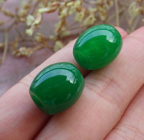 CHINESE Green JADE PENDANT Bead Bean Circle Donut 路路通 - Picture 3 of 10