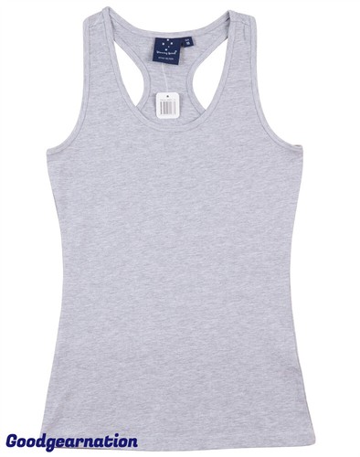 Ladies Fitted Singlets Stretch Cotton Jersey Racerback Long Line Shape Slim Fit - Picture 4 of 12