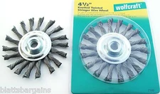 2 WOLFCRAFT 4-1/2" KNOTTED TWISTED WIRE WHEELS 5/8"-11 FITS ANGLE GRINDER #2149