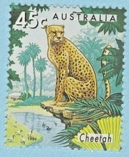 CHEETAH 1994 ZOOS STAMP ZOOS ENDANGERED SPECIES WILDLIFE CAT ANIMAL NATURE TREES