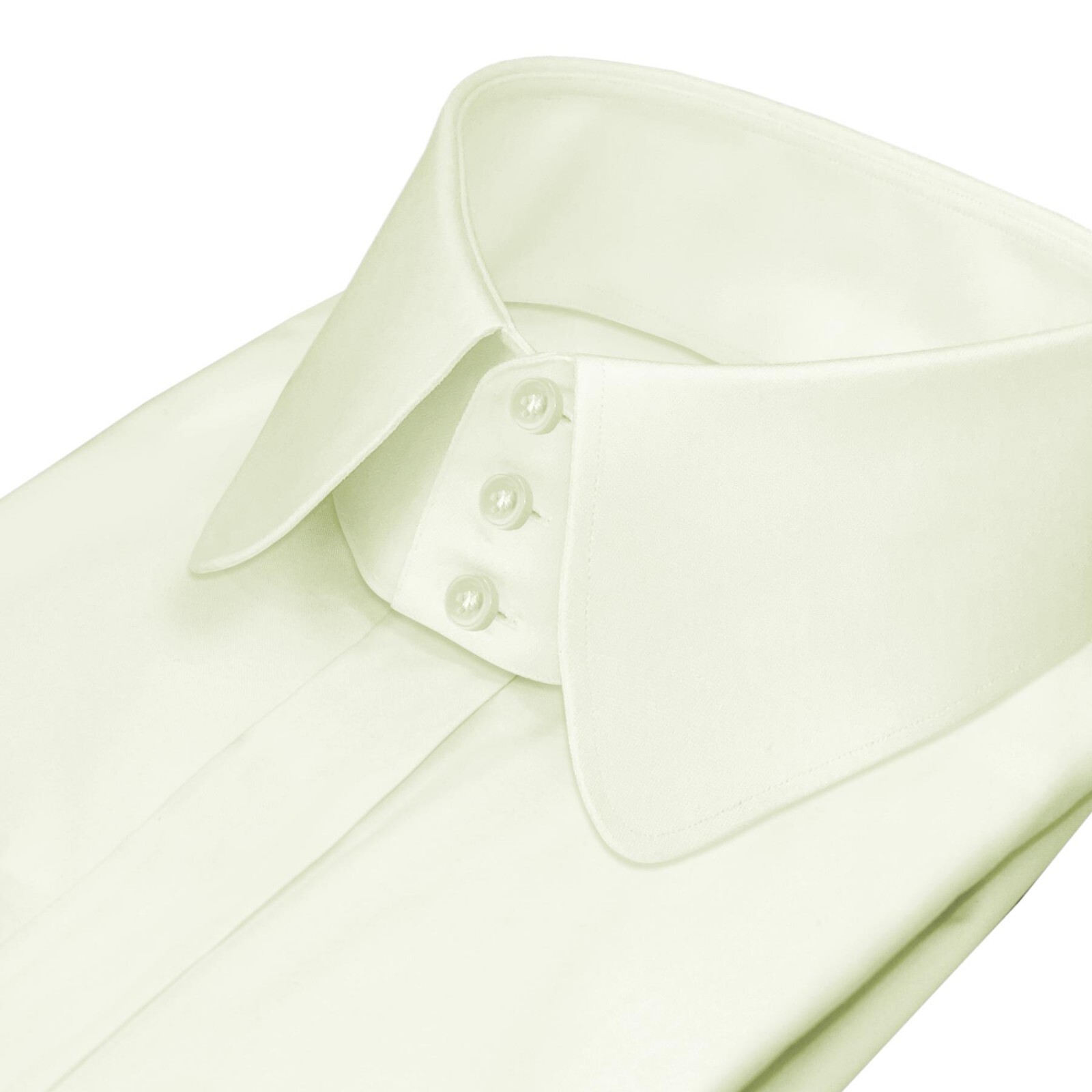 1930s Vintage Style High Penny Round Collar Men Cream Hidden Buttons Dress Shirt image 8