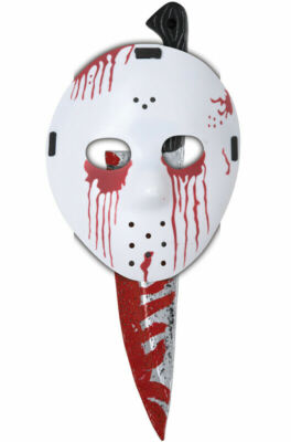 Totally Ghoul Slasher Hockey Mask and Knife Halloween Costume - New
