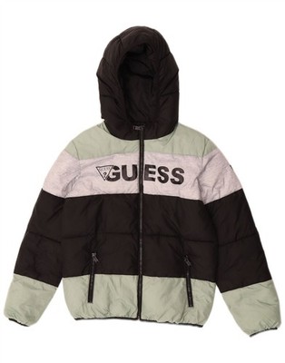 Guess Mädchen wattierte Jacke mit Kapuze 13-14 Jahre bunt Colourblock EK12