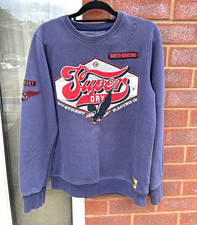 2016 Superdry Moto Racing Graphic Crew Neck Sweatshirt. Blue. Embroidered Logo