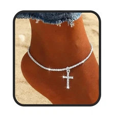 14K Gold Ankle Bracelets for Women Layered Anklets 925 Sterling Silver Anklet...