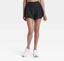 Danskin Now Women s Black Solid Athletic Shorts Elastic Waist Polyester/Spandex