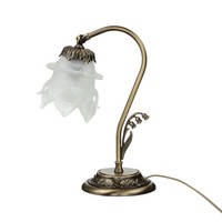 Tischleuchte Schlafzimmer Lampe Aus Messing Glas Bronze Floral Deko Jugendstil