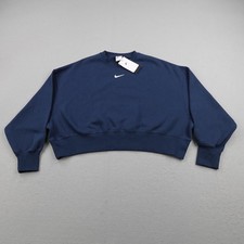 Nike Sweatshirt Women Medium Blue Phoenix Fleece Oversized Crewneck Pullover NEW