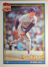 1991 O-Pee-Chee Mark Lee #721 Milwaukee Brewers Rookie Card Vintage Raw OPC. rookie card picture