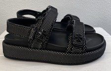 Tory Burch Kira Sport Womens Size 9 Perfect Black/New Ivory Mesh Strappy Sandals